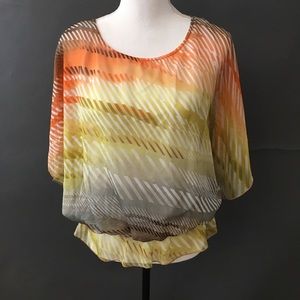 WEST KEI Bat Wing Abstract Design Blouse Large